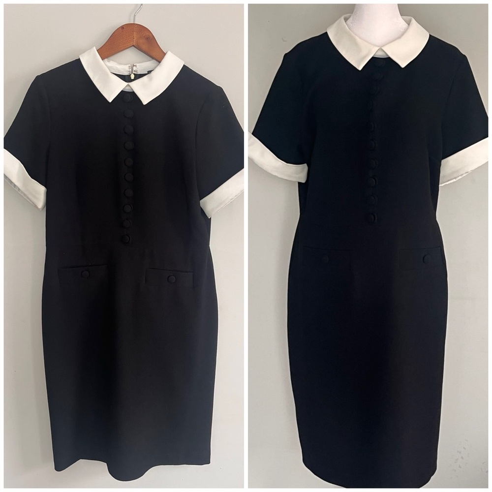 Karl Lagerfeld Black and White Knee Length Dress ala Wednesday Adams